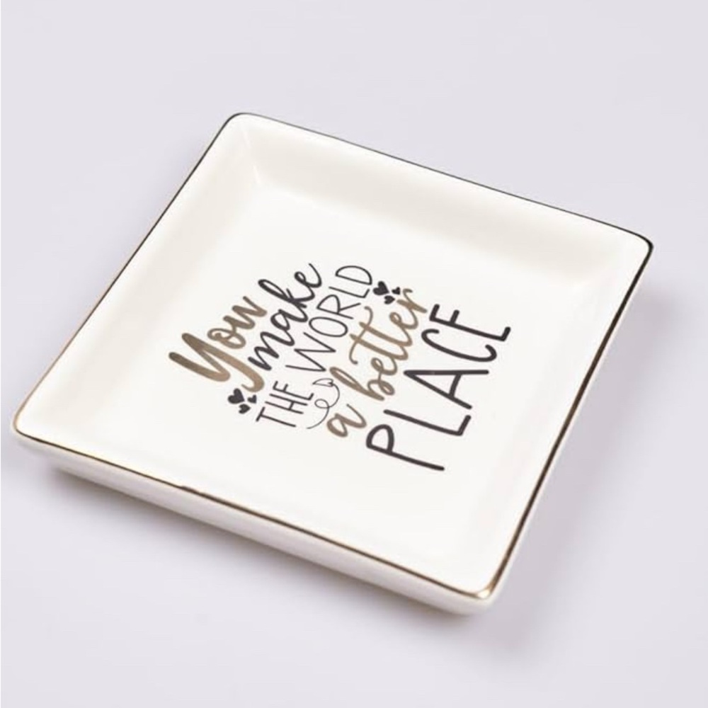 DAKKO&CARE Ceramic Ring Dish Jewelry Tray (You Make The World A Better Place)